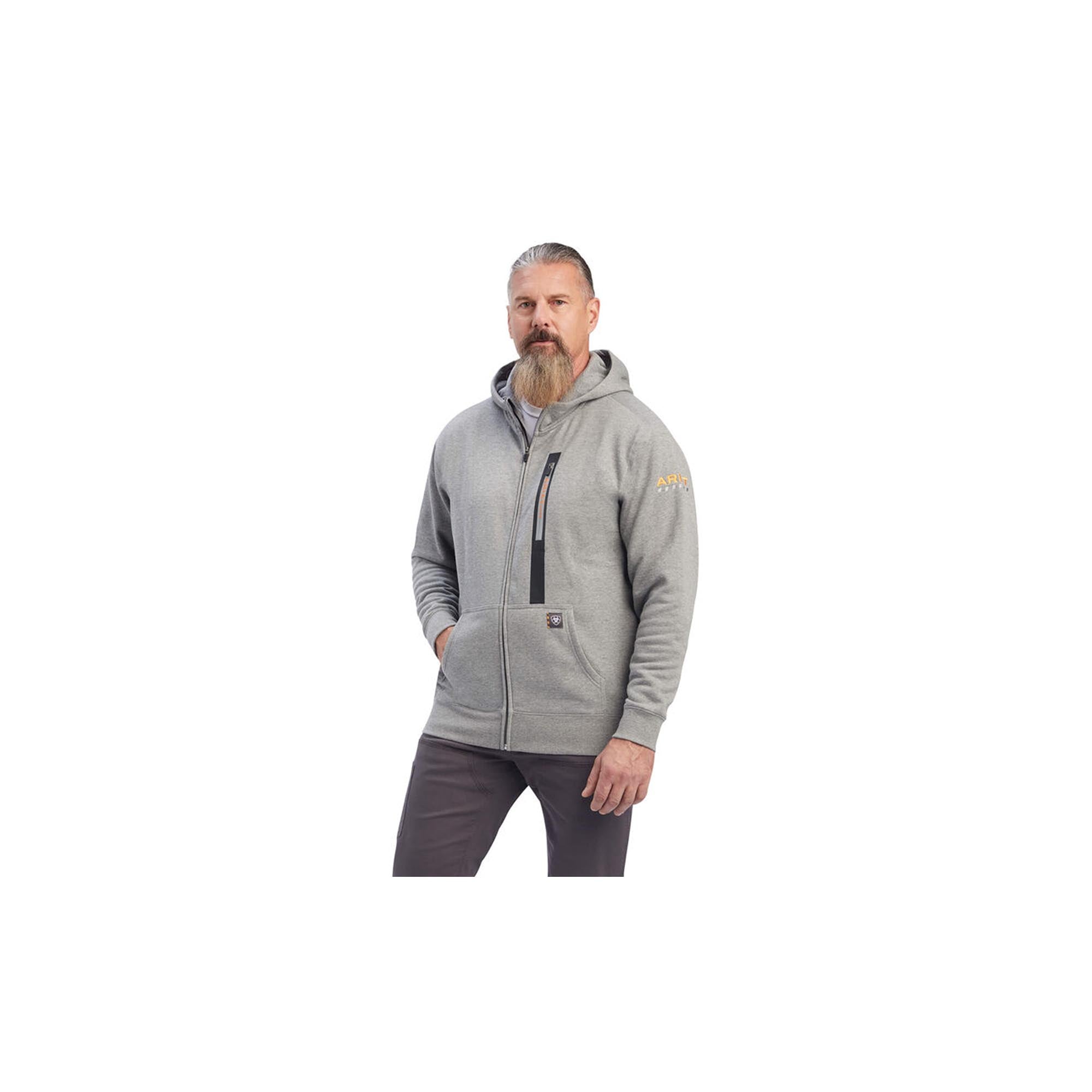 Ariat Rebar Workman Full Zip Hoodie Heather Grey