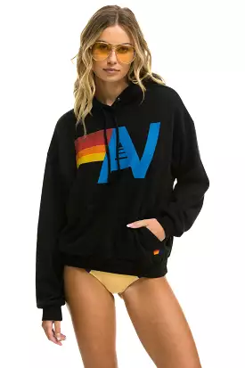 AVIATOR NATION LOGO PULLOVER RELAXED HOODIE - BLACK