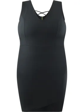 Black Asymmetric Plus Size Mini Dress