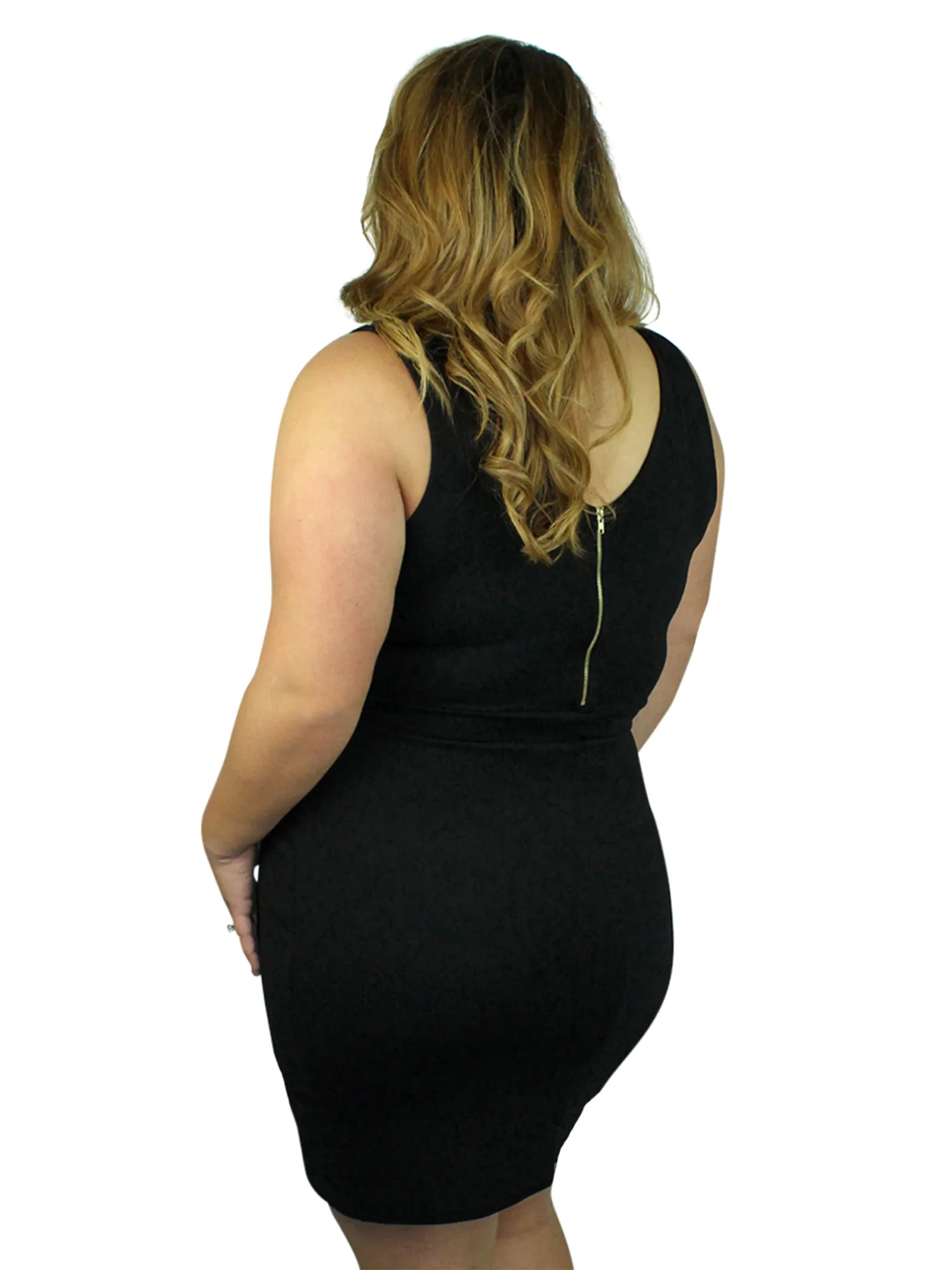 Black Asymmetric Plus Size Mini Dress