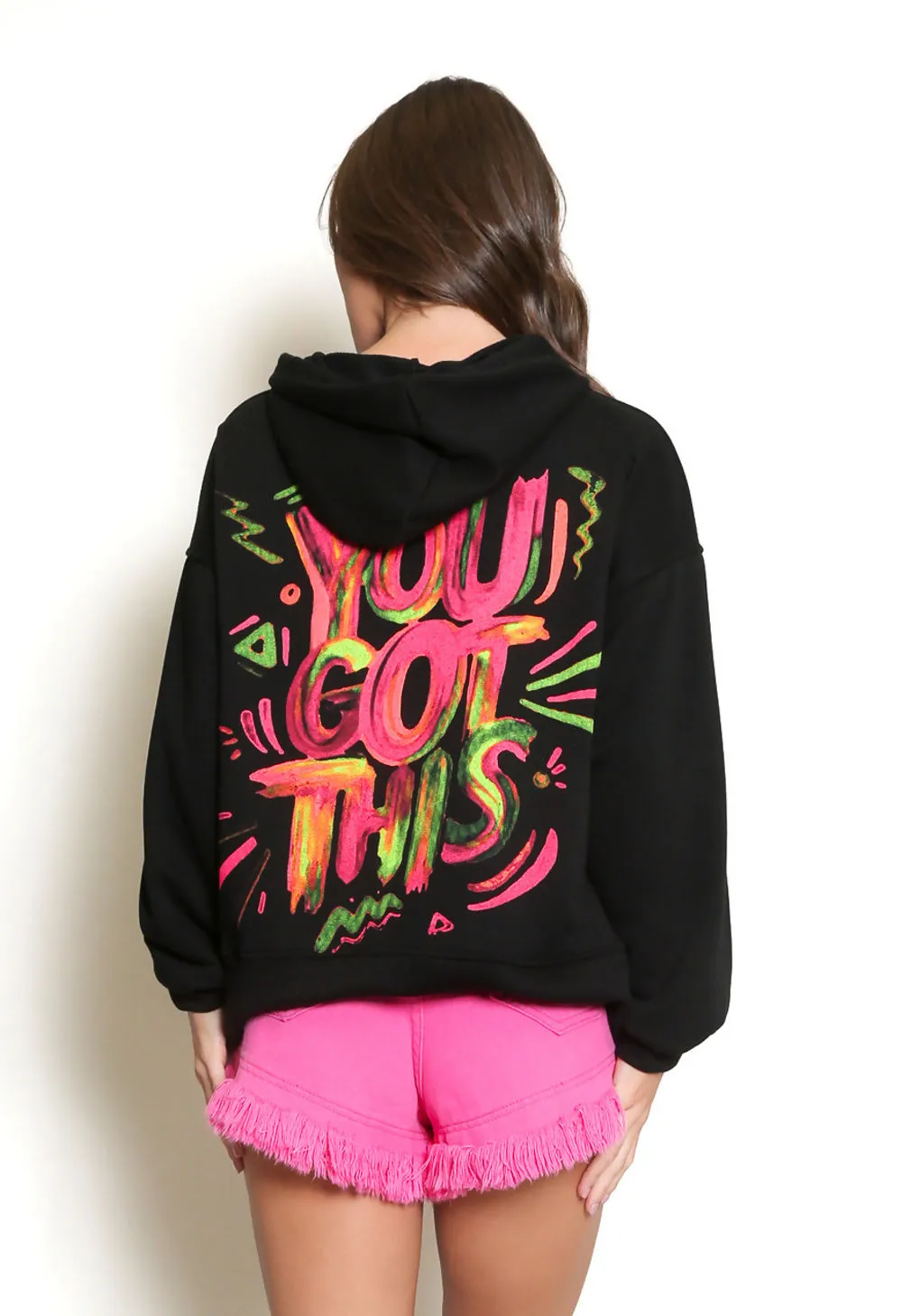 Black Printed Hoodie