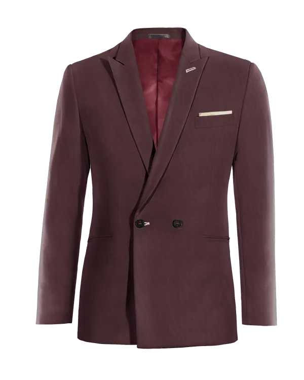  Blazer cruzada burdeos solapa en pico slim fit