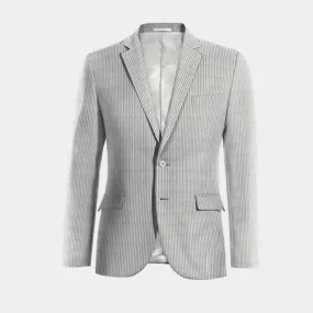  Blazer gris claro de seersucker a rayas ligera