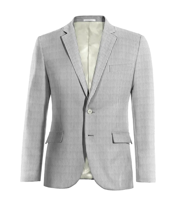  Blazer gris claro de seersucker a rayas ligera