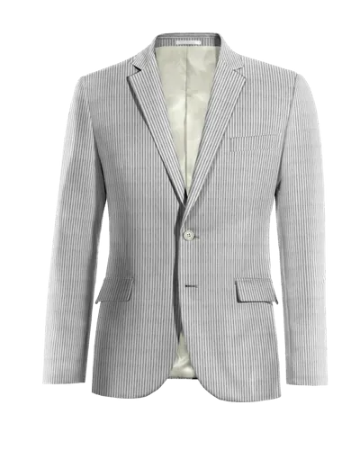  Blazer gris claro de seersucker a rayas ligera