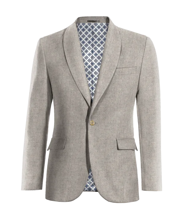  Blazer gris de donegal tweed solapa redonda