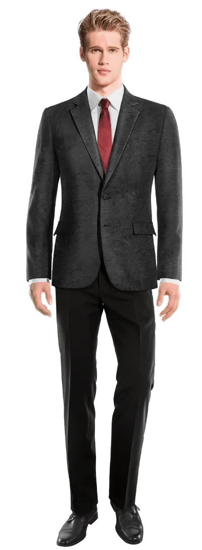  Blazer negro Ónix de terciopelo paisley slim fit