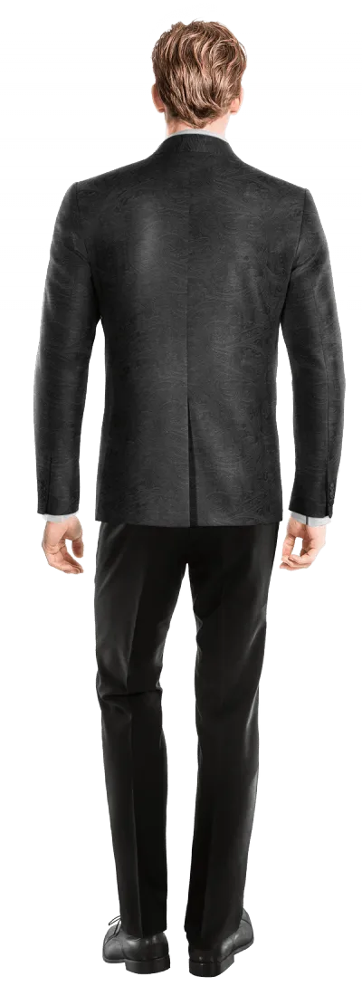  Blazer negro Ónix de terciopelo paisley slim fit