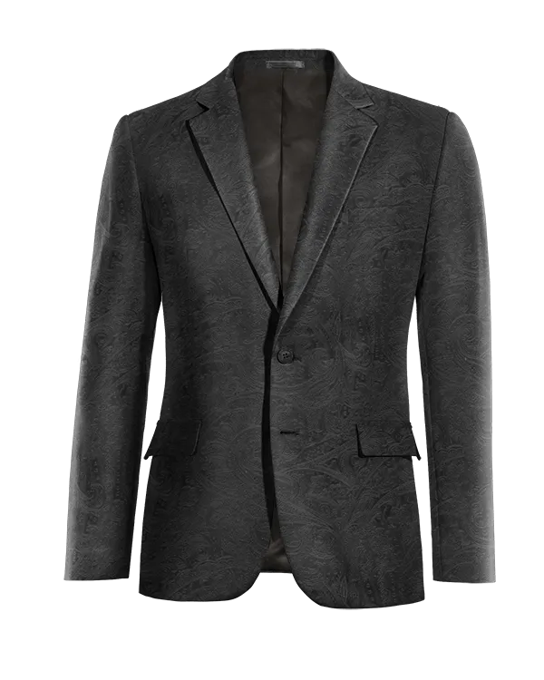  Blazer negro Ónix de terciopelo paisley slim fit