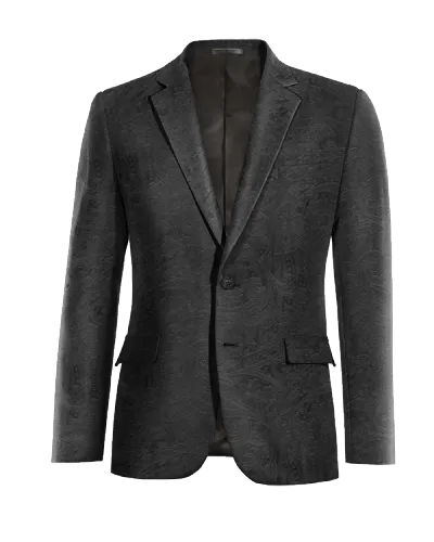  Blazer negro Ónix de terciopelo paisley slim fit