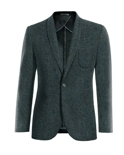  Blazer sin forro azul de donegal tweed