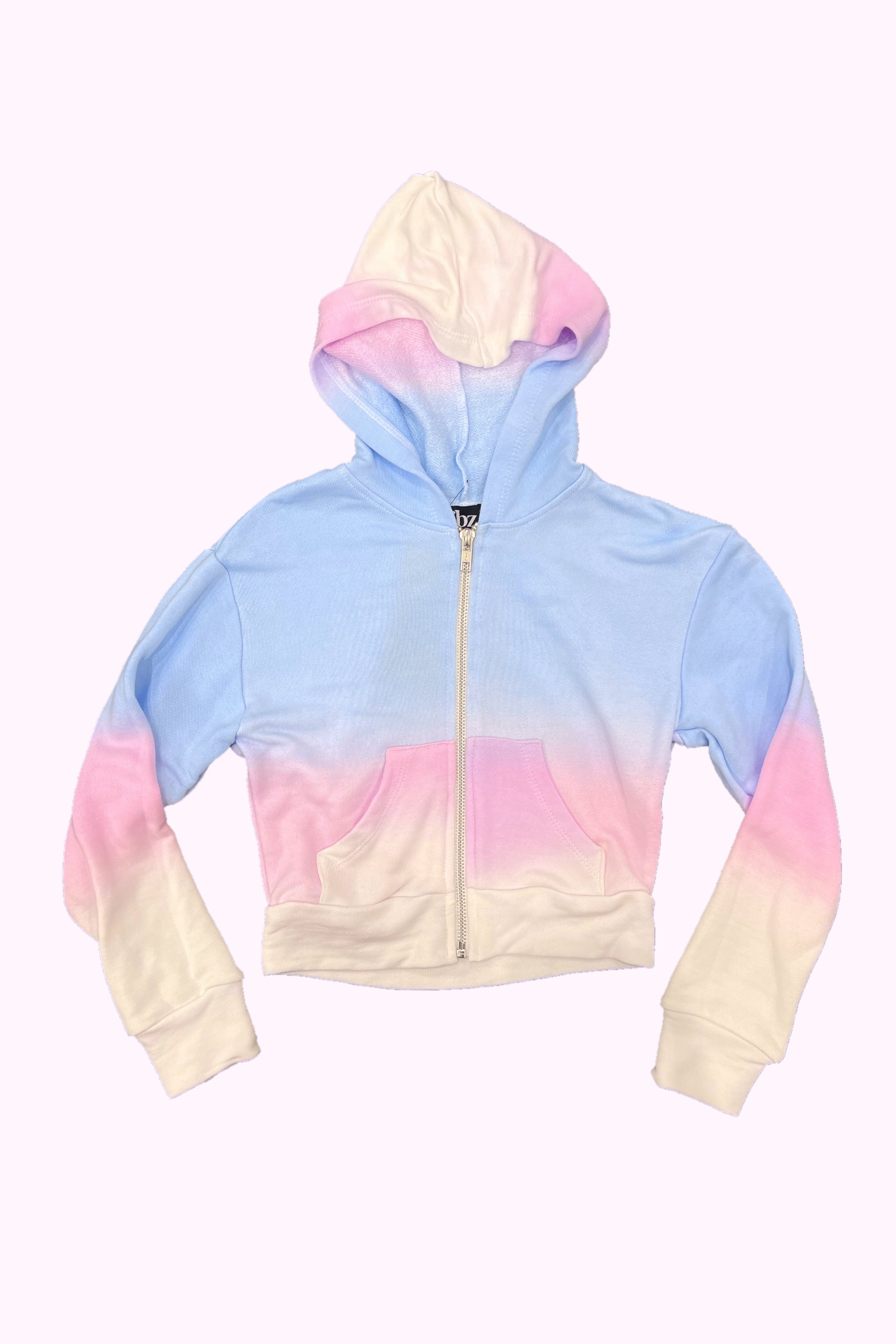 Blue Pink White Ombre Zip Hoodie