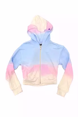 Blue Pink White Ombre Zip Hoodie