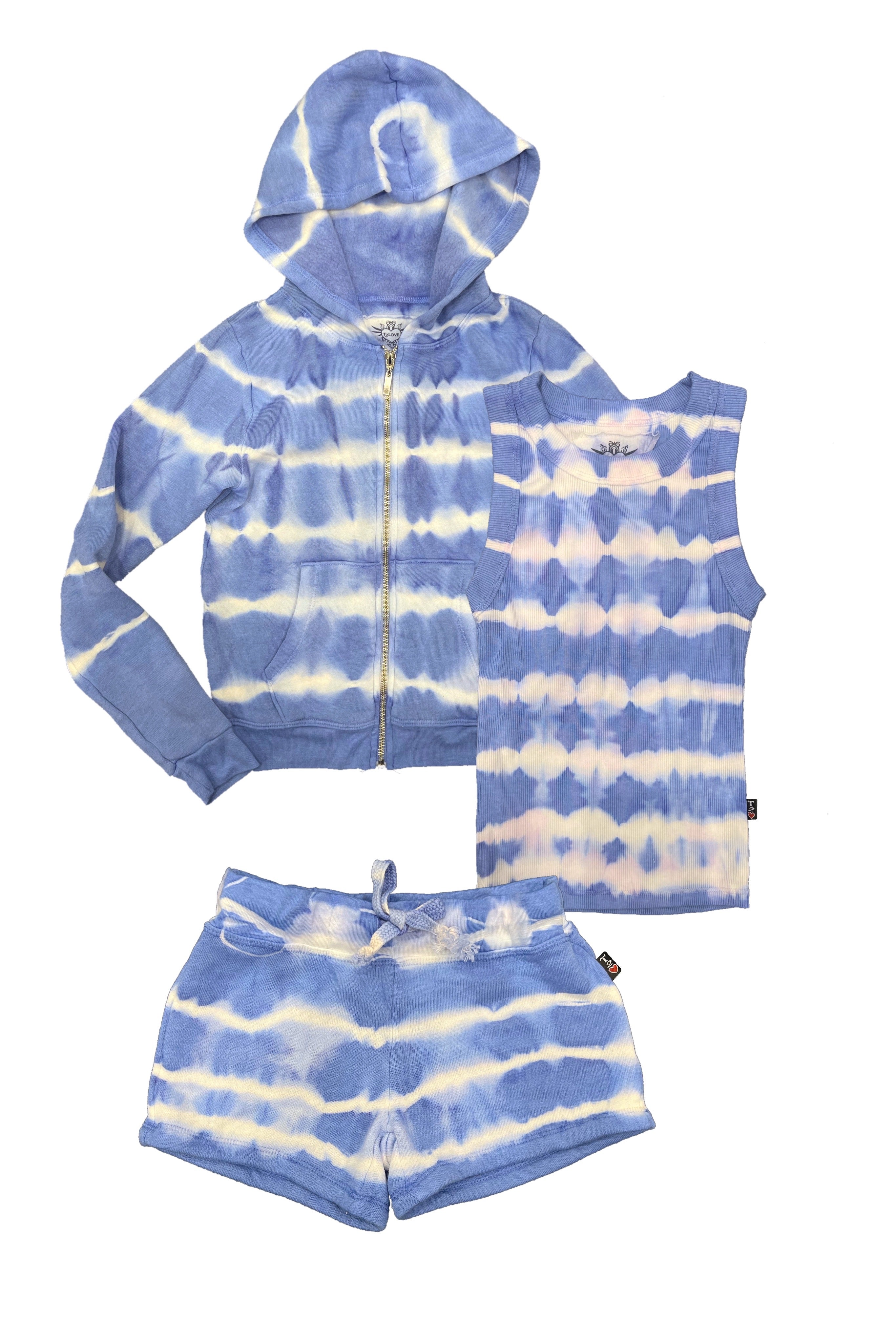 Blue Tie Dye Zip Hoodie