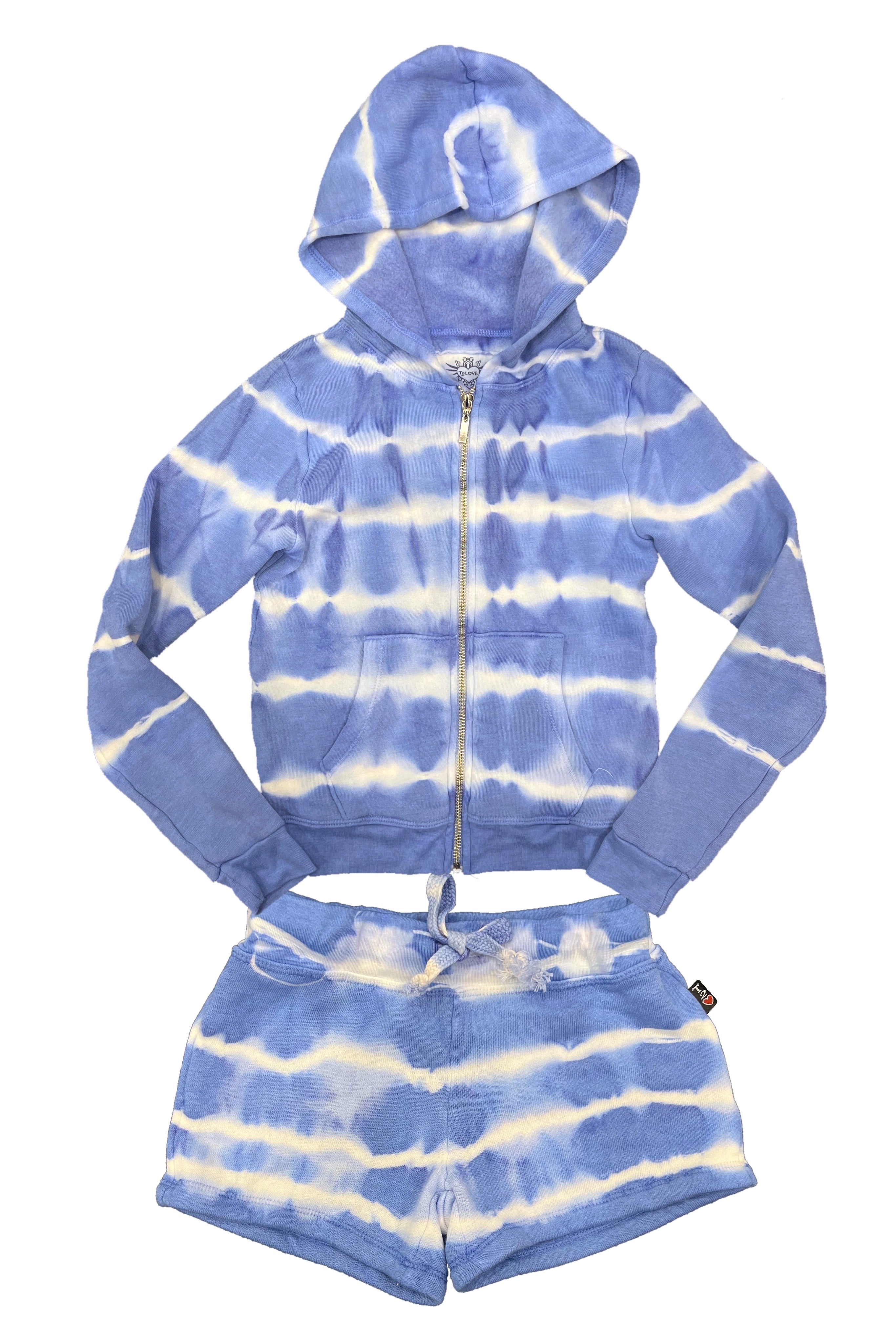 Blue Tie Dye Zip Hoodie