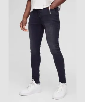 boohooMAN Mens Skinny Stretch Jean In Washed Black