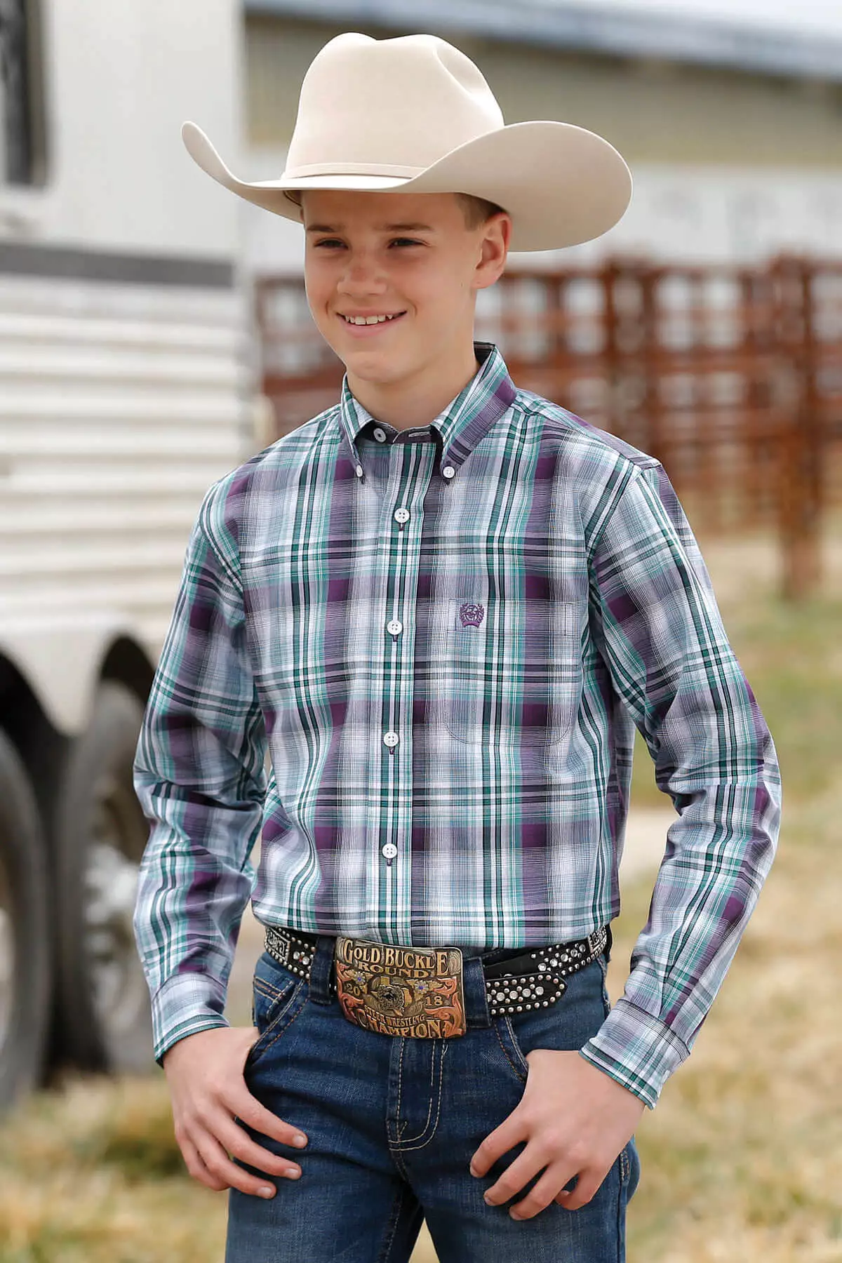 Boy's Cinch Plaid L/S Shirt