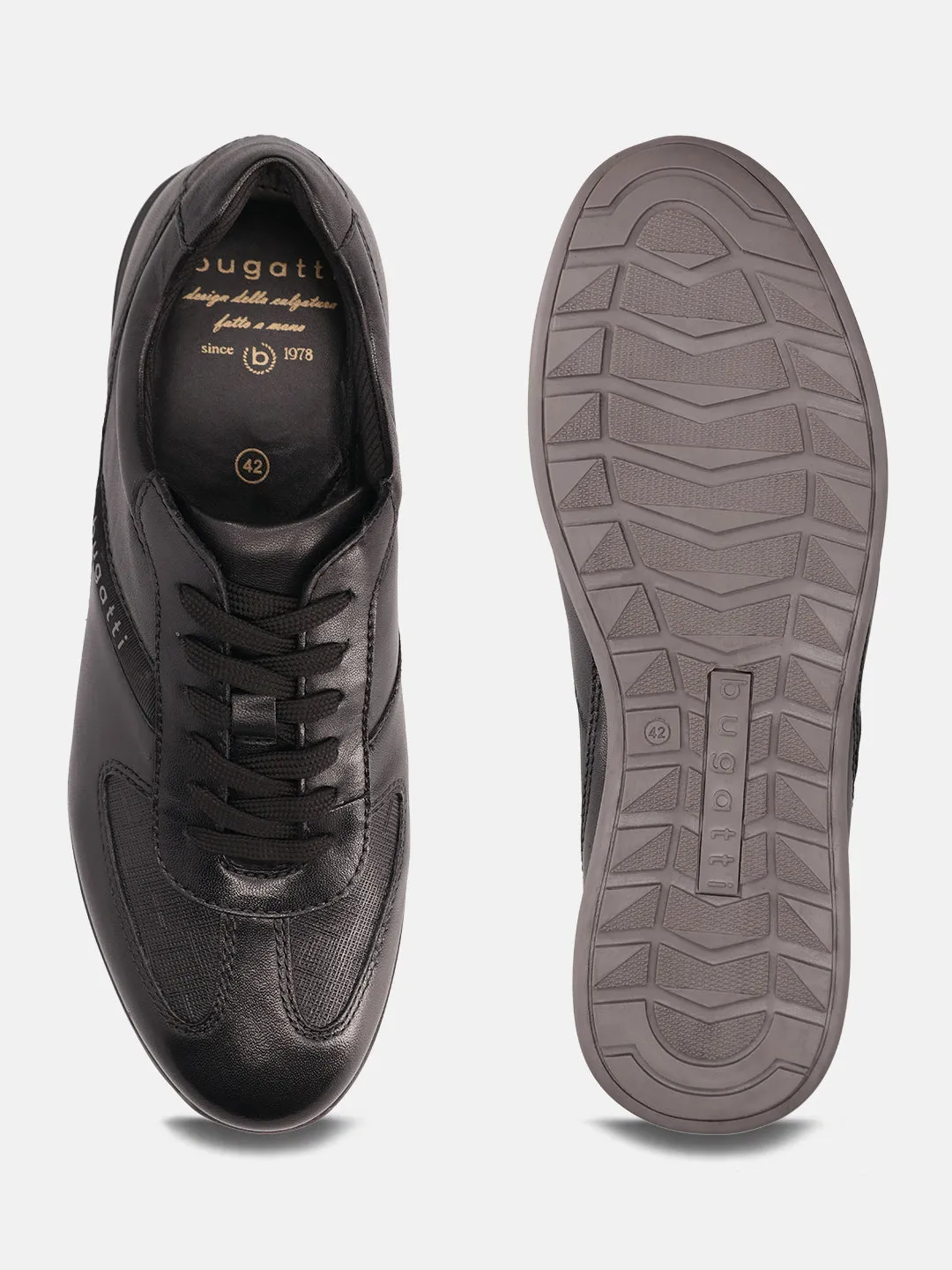 bugatti Black Premium Leather Sneakers