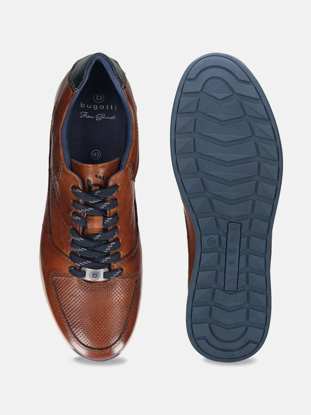 bugatti Cognac Premium Leather Sneakers