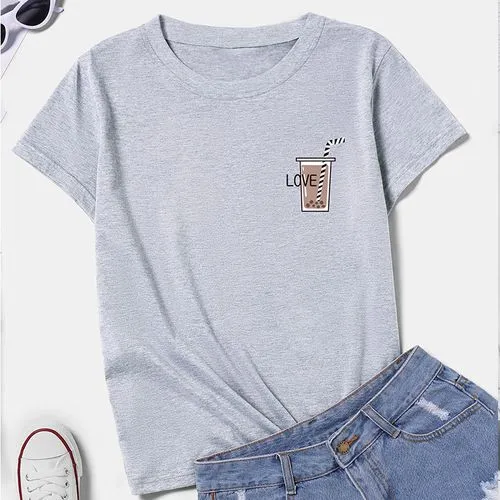 Casual Letter Round Neck Short Sleeve Regular Sleeve Printing T-shirt