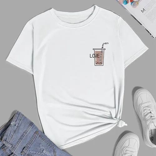 Casual Letter Round Neck Short Sleeve Regular Sleeve Printing T-shirt