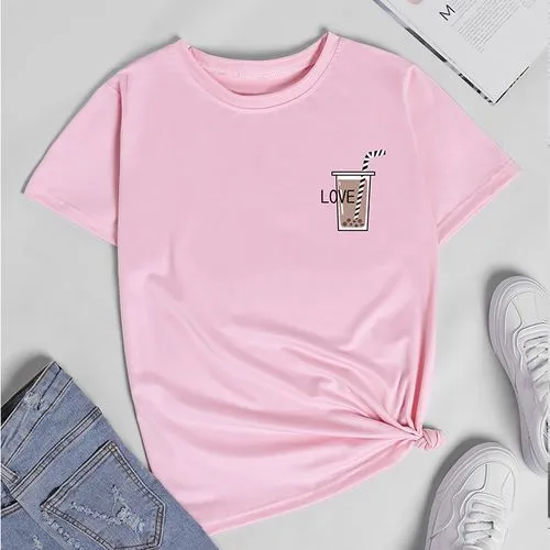 Casual Letter Round Neck Short Sleeve Regular Sleeve Printing T-shirt