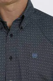 Cinch Mens Geometric Print Button Down L/S Shirt - MTW1105330