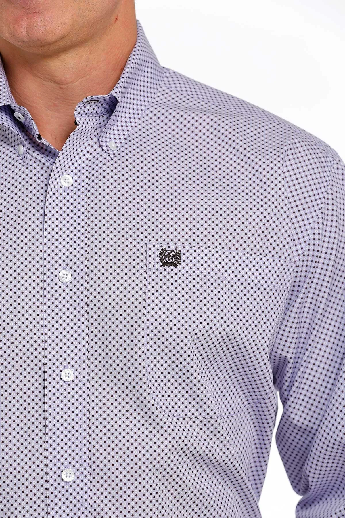 Cinch Mens Geometric Print Button Down Western L/S Shirt - Lilac - MTW1105480