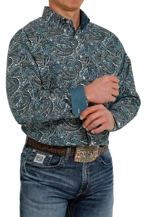 Cinch Mens Paisley Print L/S Shirt - Turquoise - MTW1105369