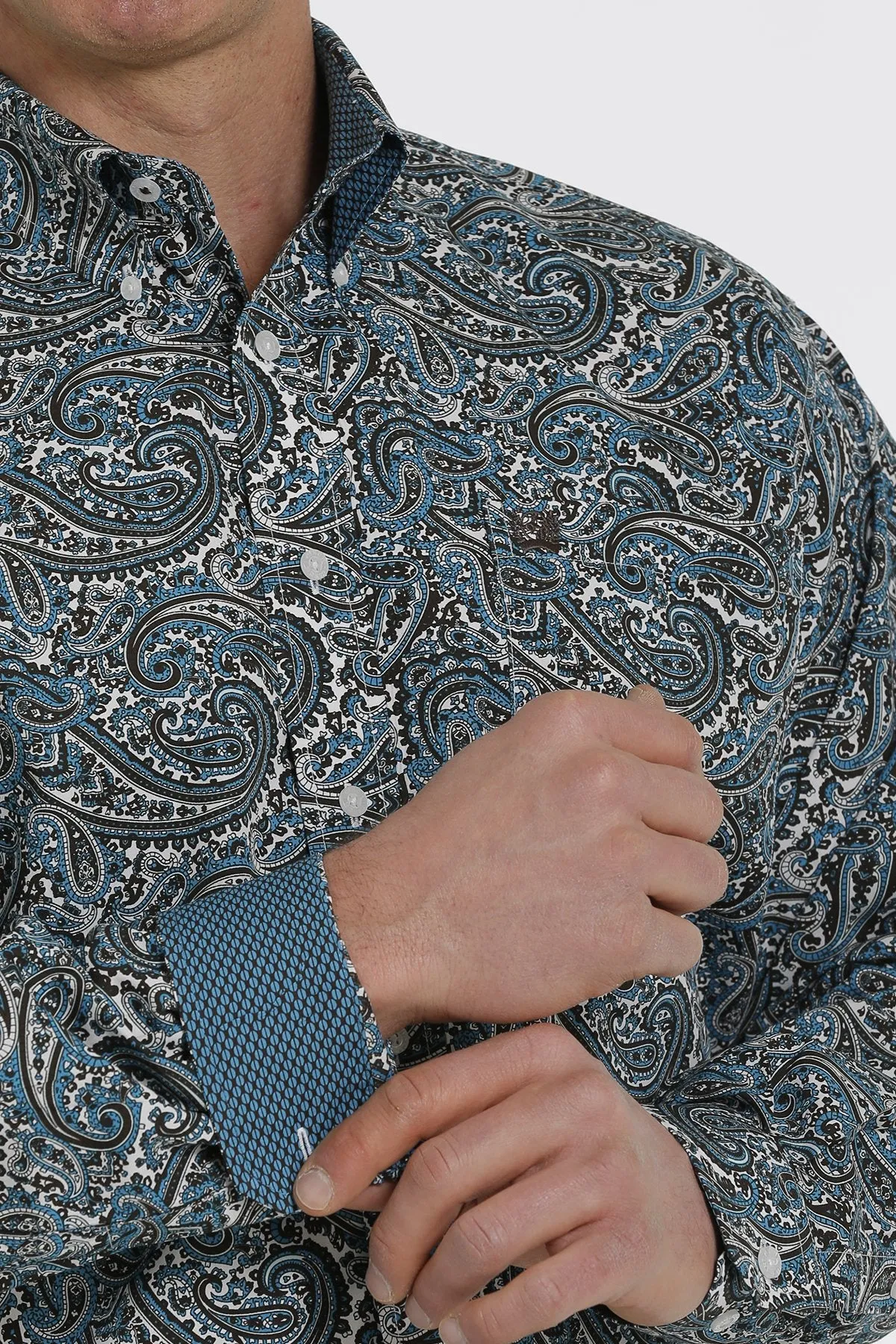 Cinch Mens Paisley Print L/S Shirt - Turquoise - MTW1105369