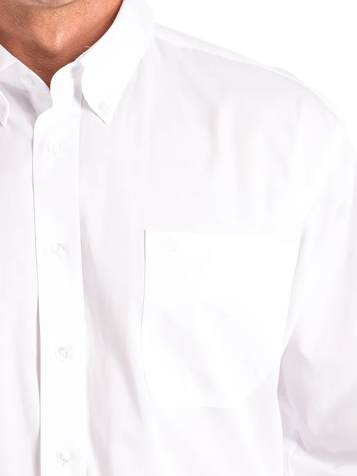 Cinch MT10320020 Mens Long Sleeve Single Pocket Shirt Solid White