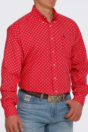 Cinch  Red Diamond Print L/S Shirt - MTW1105398