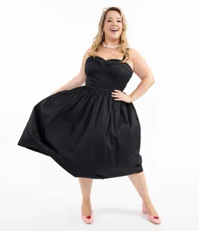 Collectif Plus Size 1950s Black Kiana Swing Dress