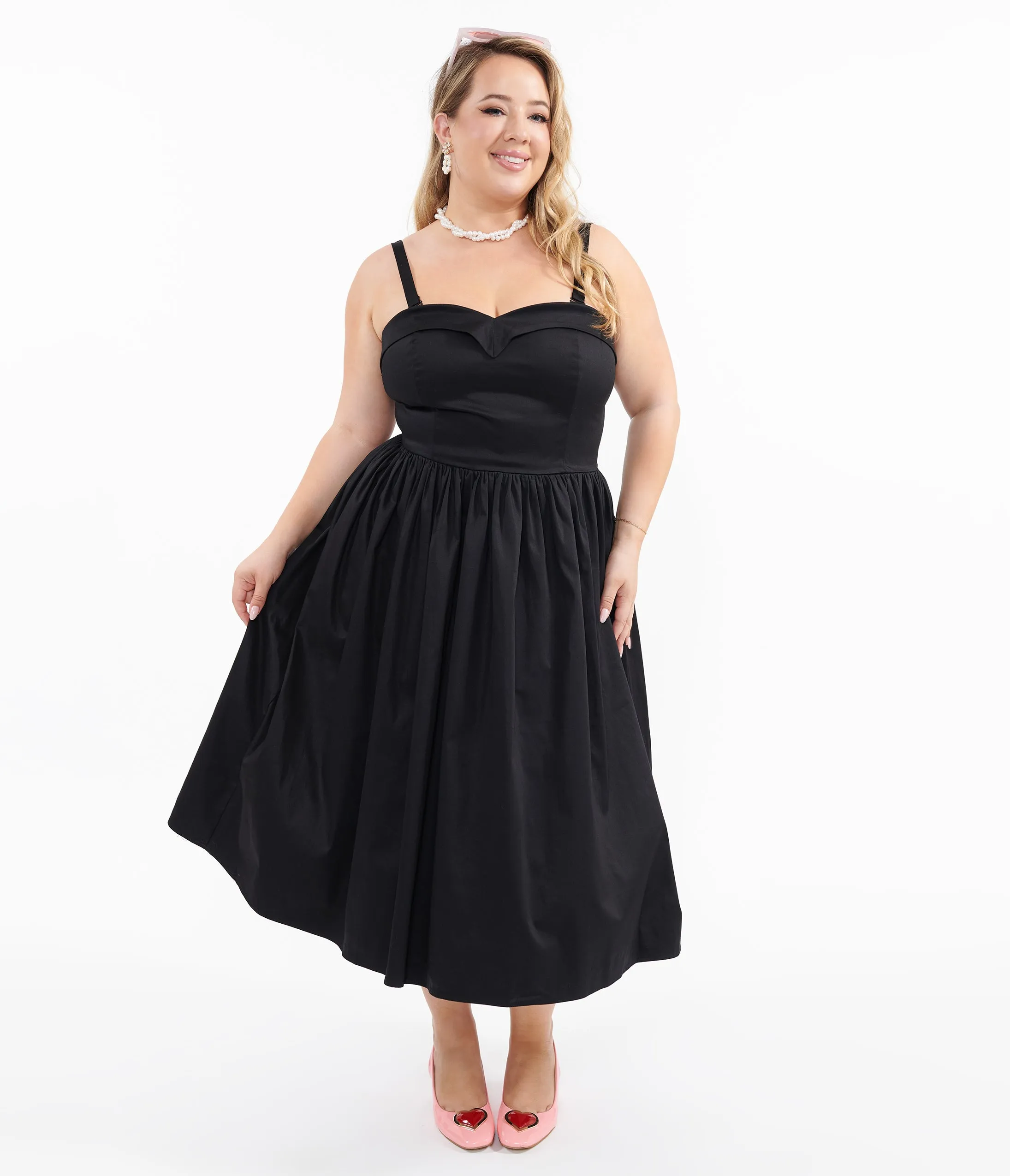 Collectif Plus Size 1950s Black Kiana Swing Dress