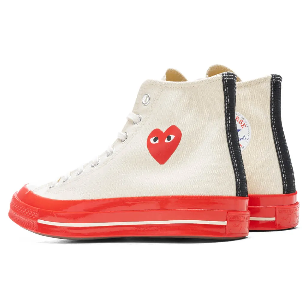 Converse x Comme Des Garcons PLAY All Star Chuck '70 Hi Red Sole - White