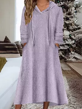 Cozy Coral Fleece Nightshirt Dress for Plus Size Women