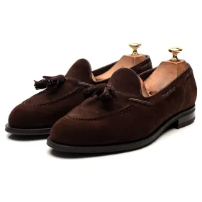 Dark Brown Suede Unlined Tassel Loafers UK 9 E