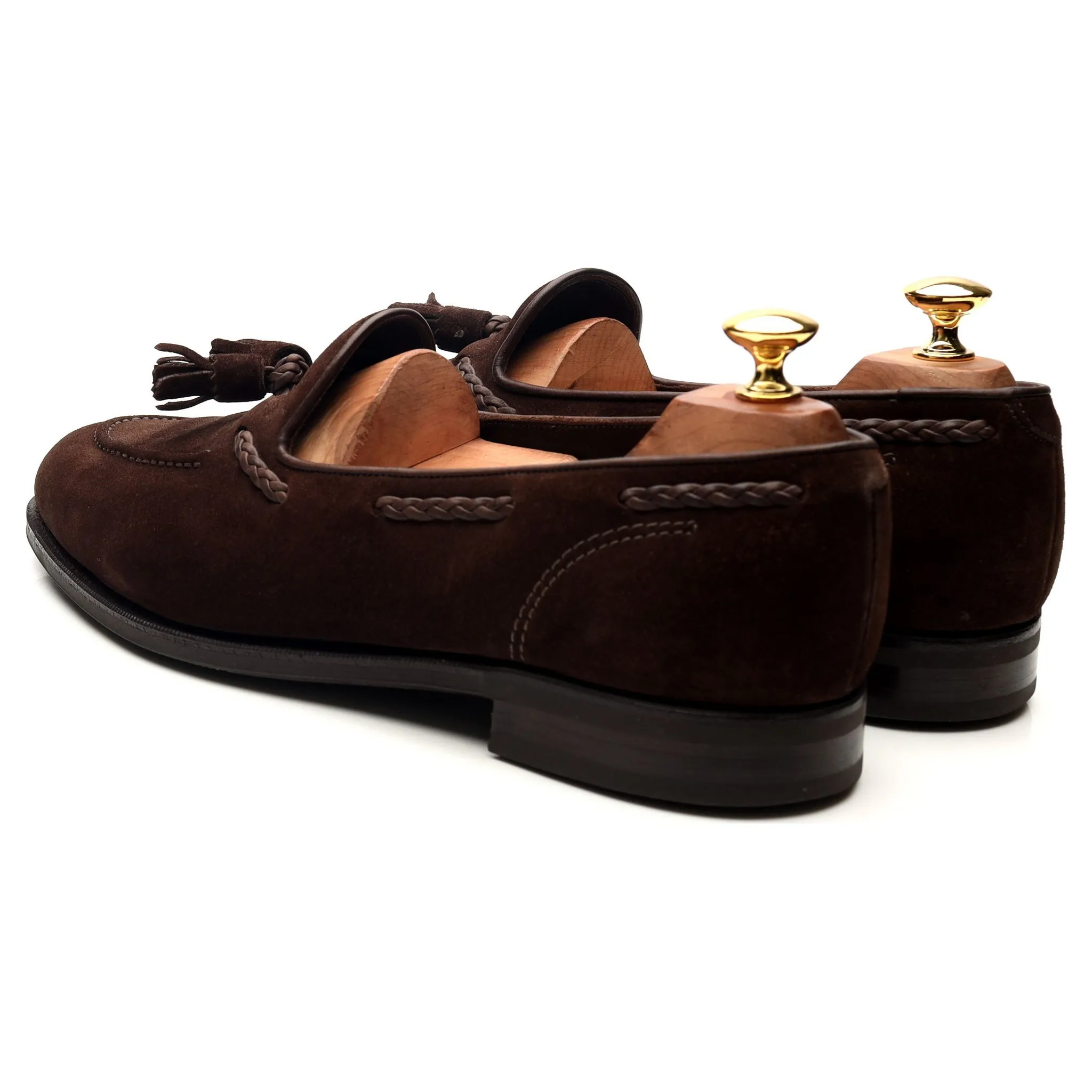 Dark Brown Suede Unlined Tassel Loafers UK 9 E