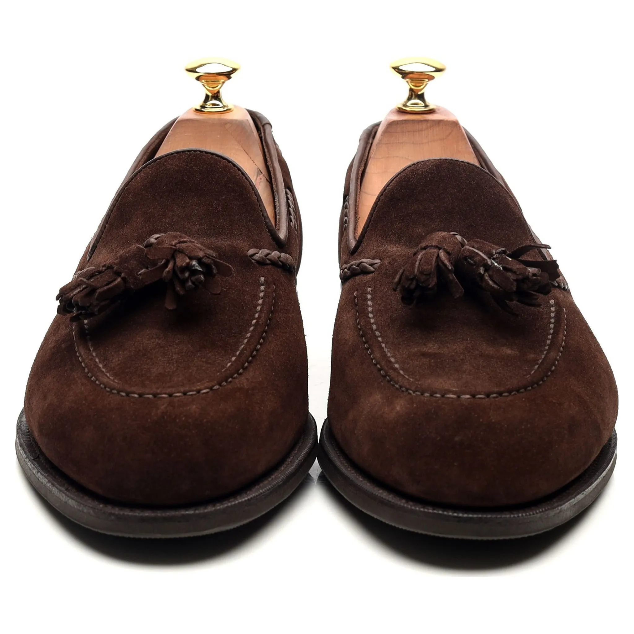 Dark Brown Suede Unlined Tassel Loafers UK 9 E