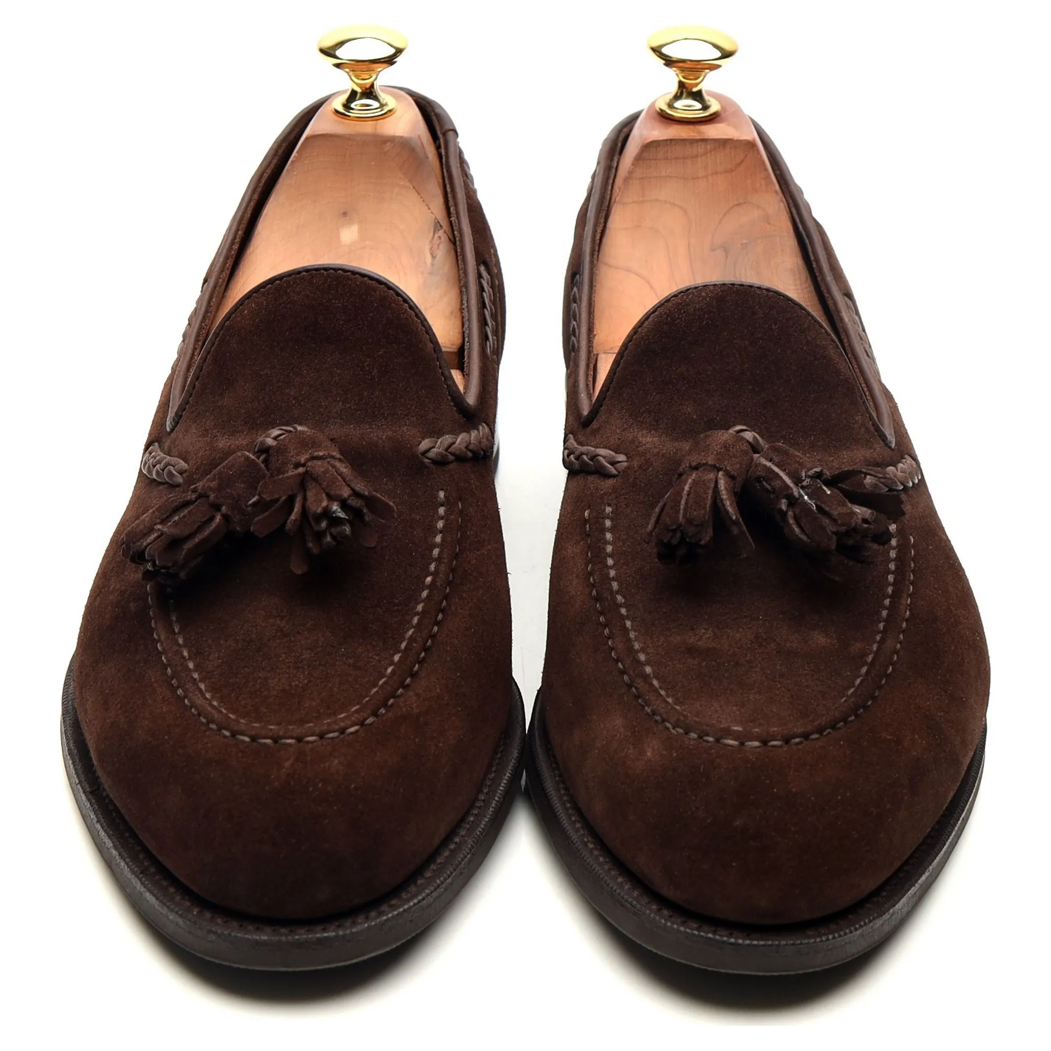 Dark Brown Suede Unlined Tassel Loafers UK 9 E