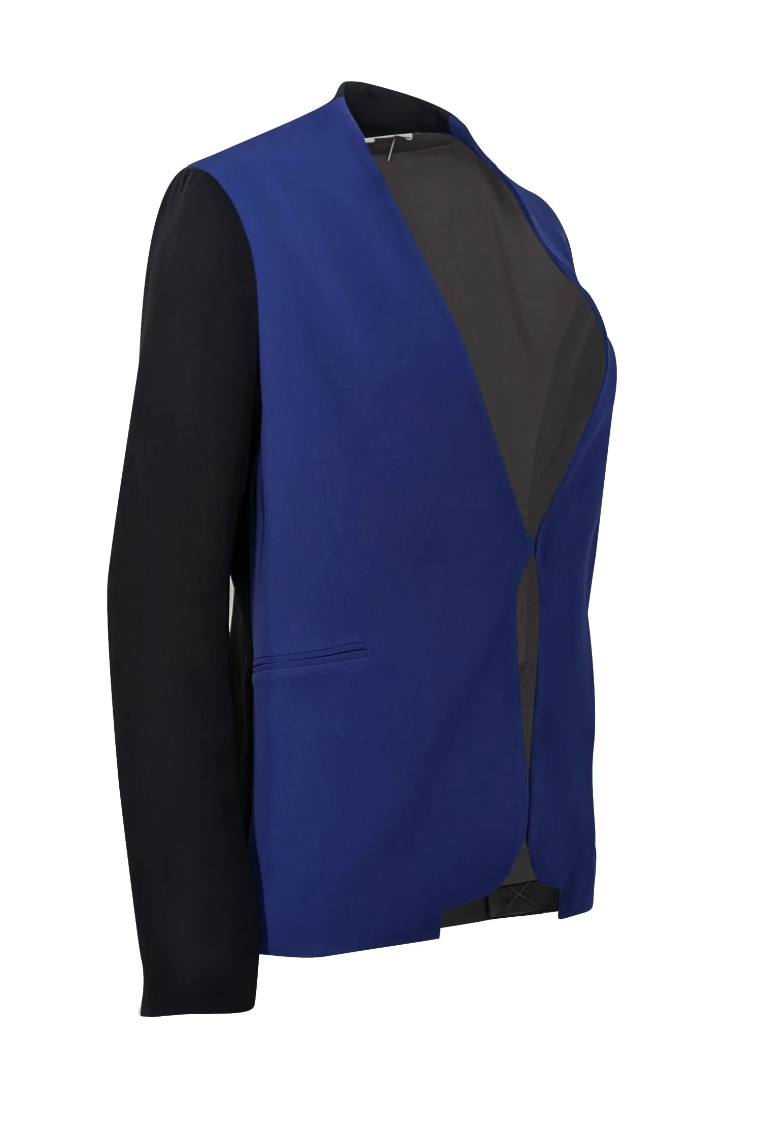 Diane von Furstenberg - Black & Blue Open Blazer Sz 4