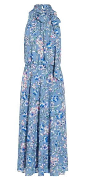 Floral Printed Tie Neck Dress