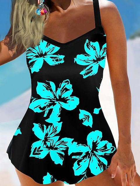 Floral Swim Dress and Tankini Set – Plus Size Summer Swimsuit