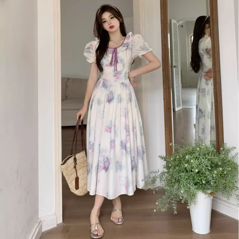 Flower dress long dress summer dress fresh plus size LL-BYY-157