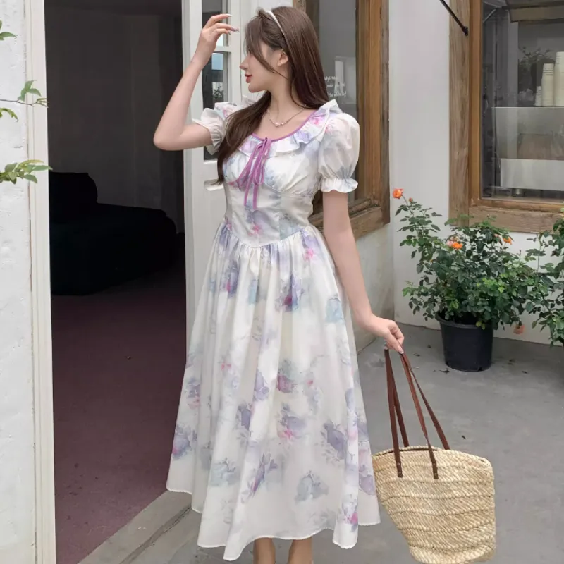 Flower dress long dress summer dress fresh plus size LL-BYY-157