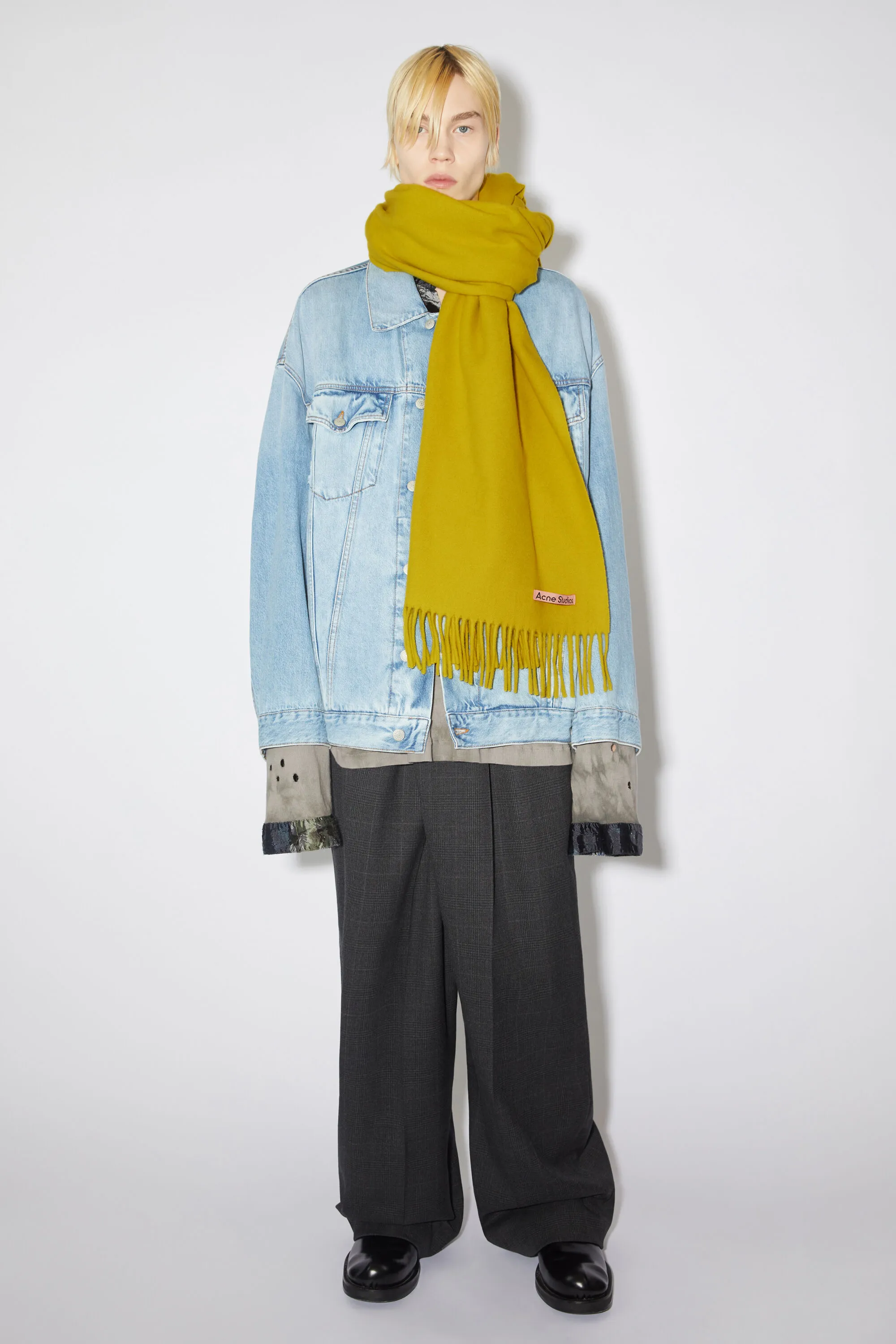 Fringe wool scarf - oversized