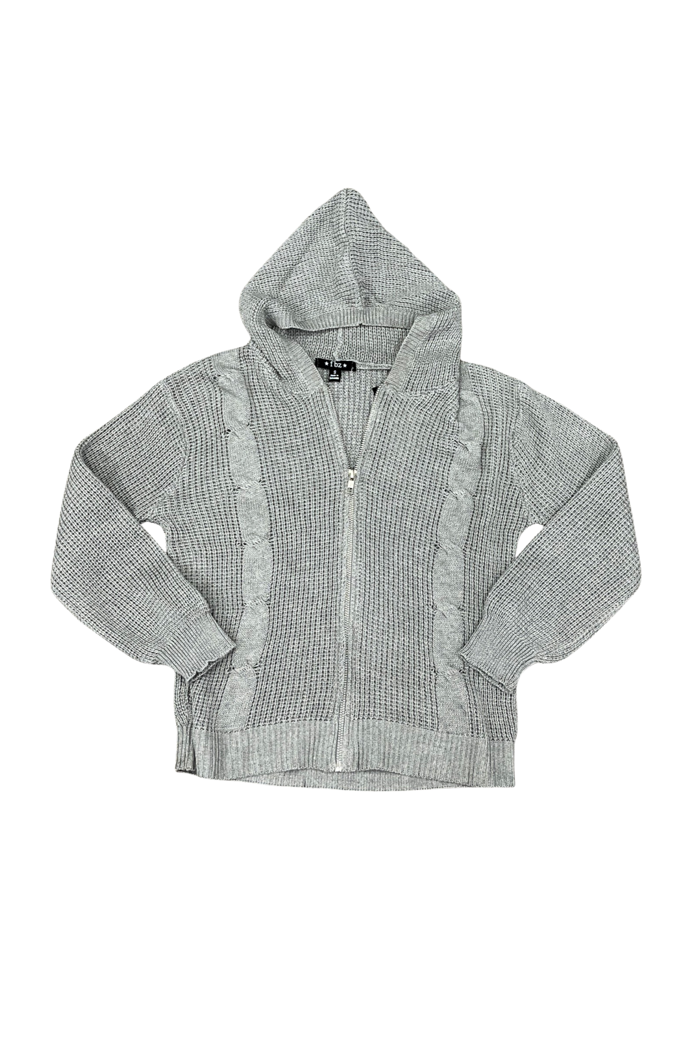 Heather Grey Cable Knit Zip Hoodie