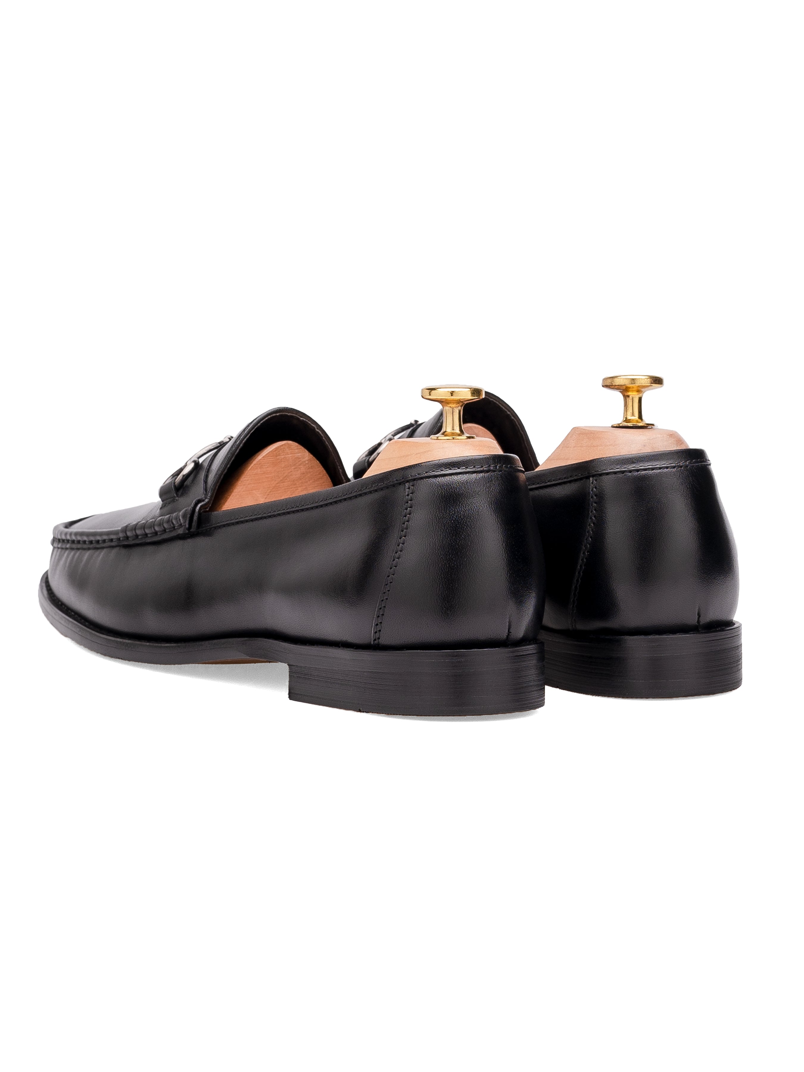 Horsebit Moccasin Loafer - Black Leather (Silver Buckle)