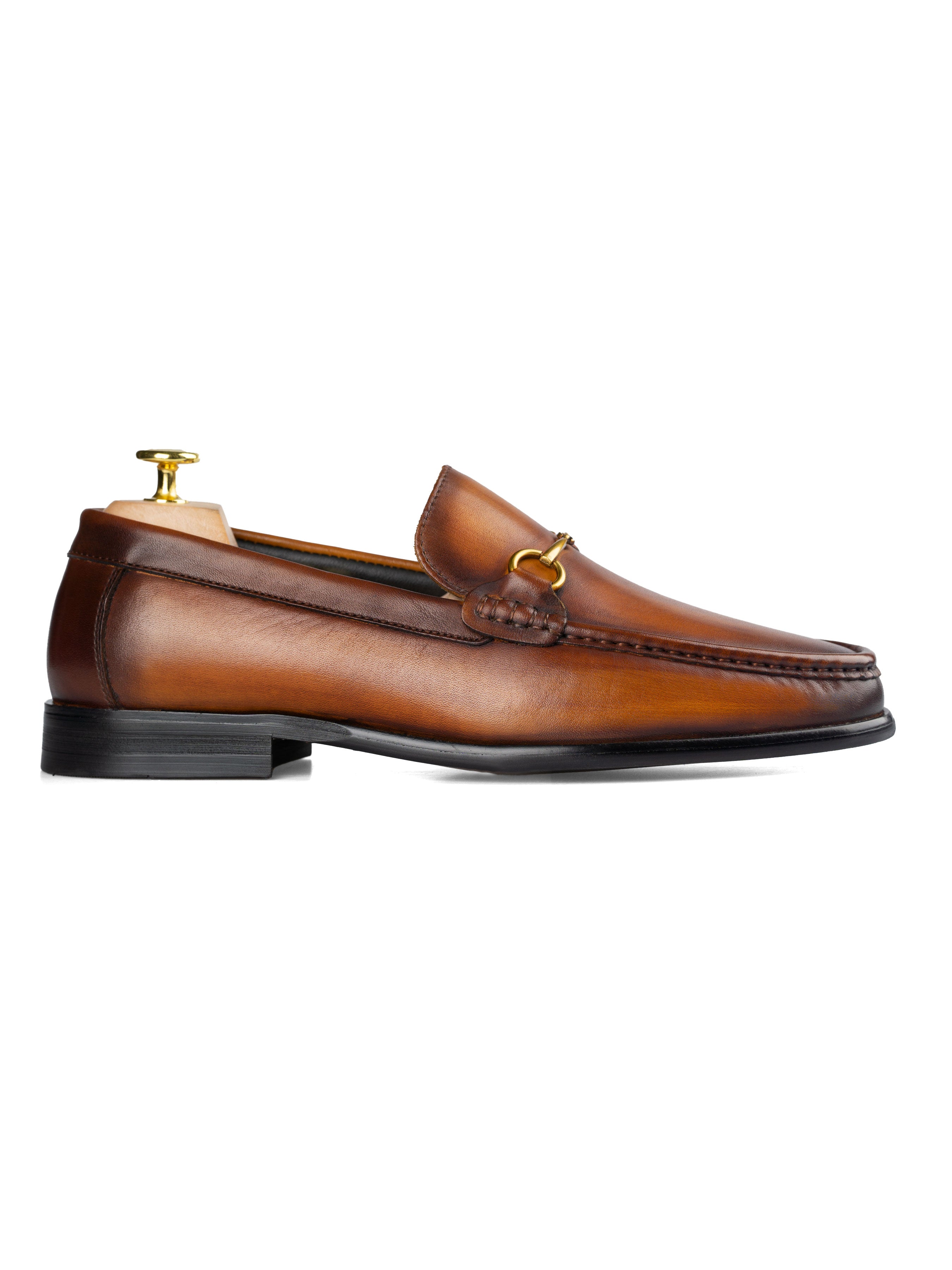 Horsebit Moccasin Loafer - Cognac Tan (Hand Painted Patina)