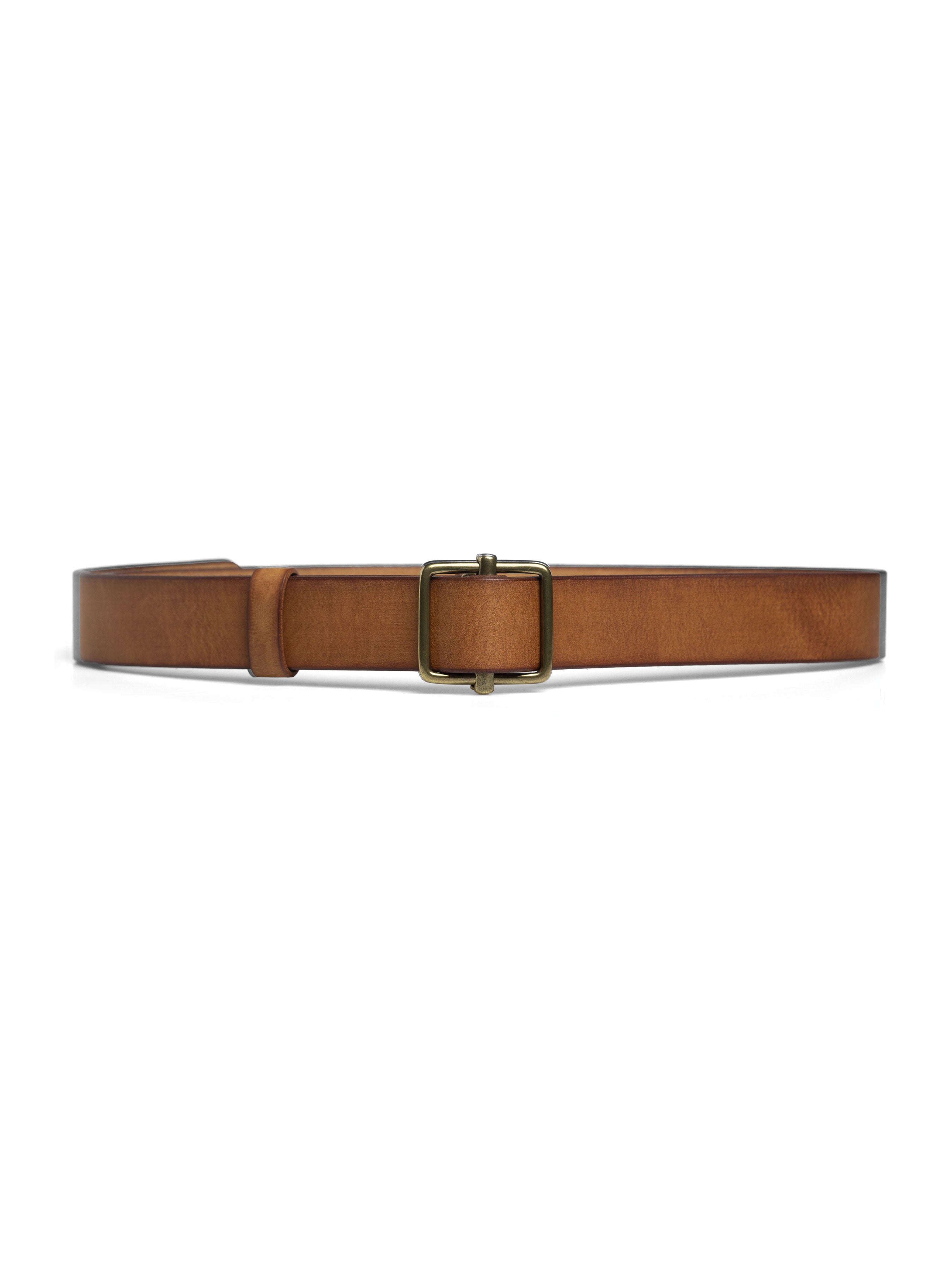 Italian Rustic Leather Belt with Adjuster Gold-toned Buckle